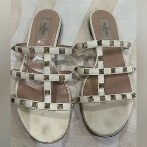 Valentino Rockstud Ivory Sandals